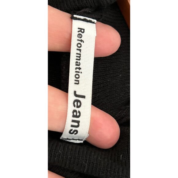 Reformation Jeans Reid Black Turtleneck Long Sleeve Top Oversized Light Size XSm - Picture 5 of 8